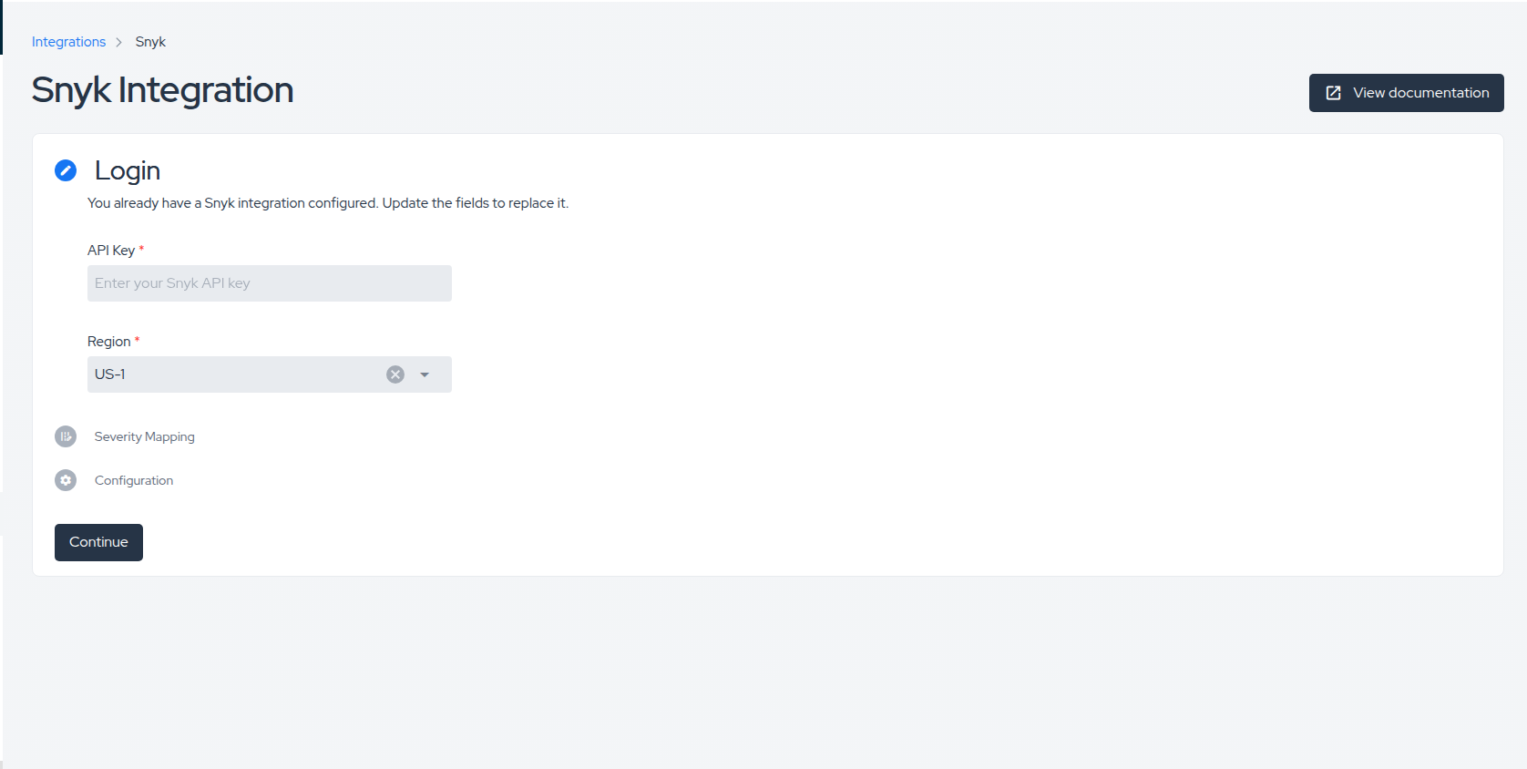 Snyk integration — Login step