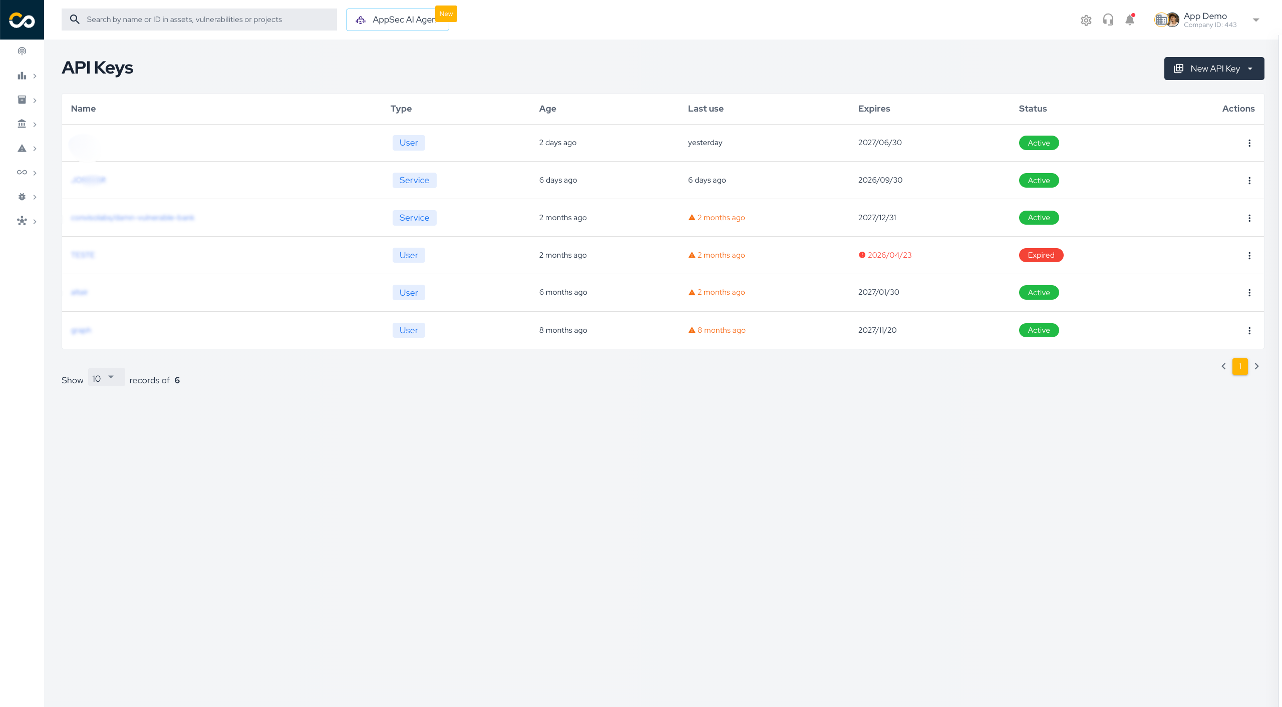 Create a Conviso API Key under Profile > API Keys