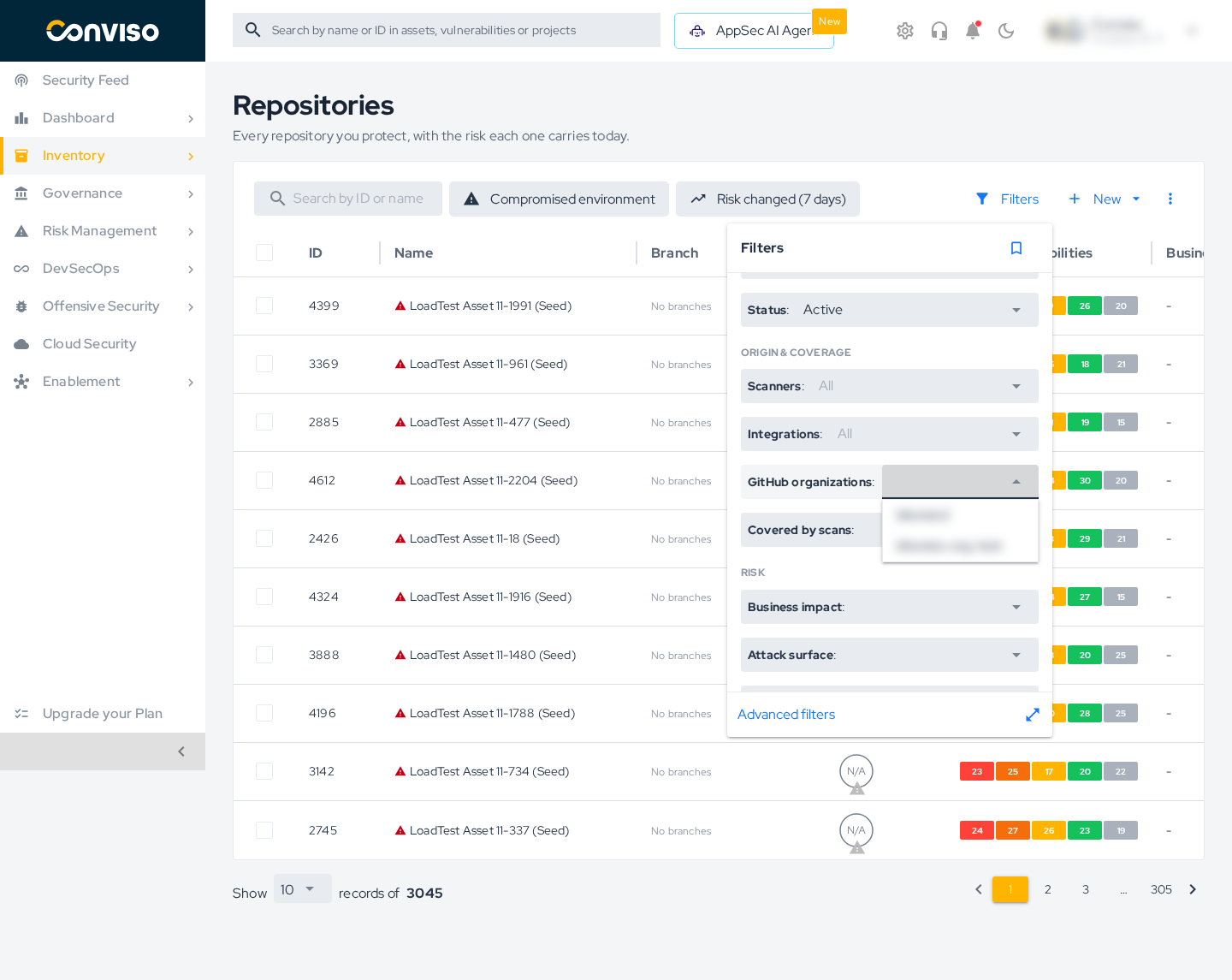 Filter assets by GitHub organization