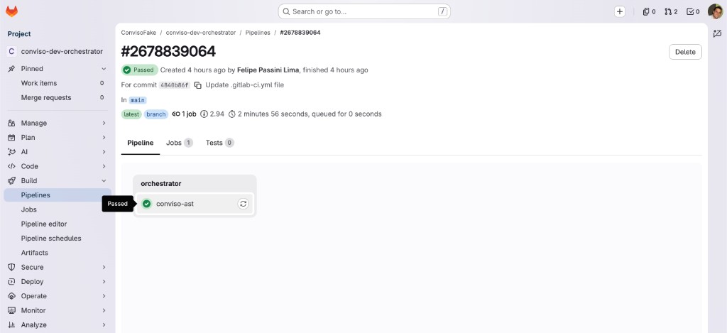 Orchestrator pipeline - conviso-ast passed