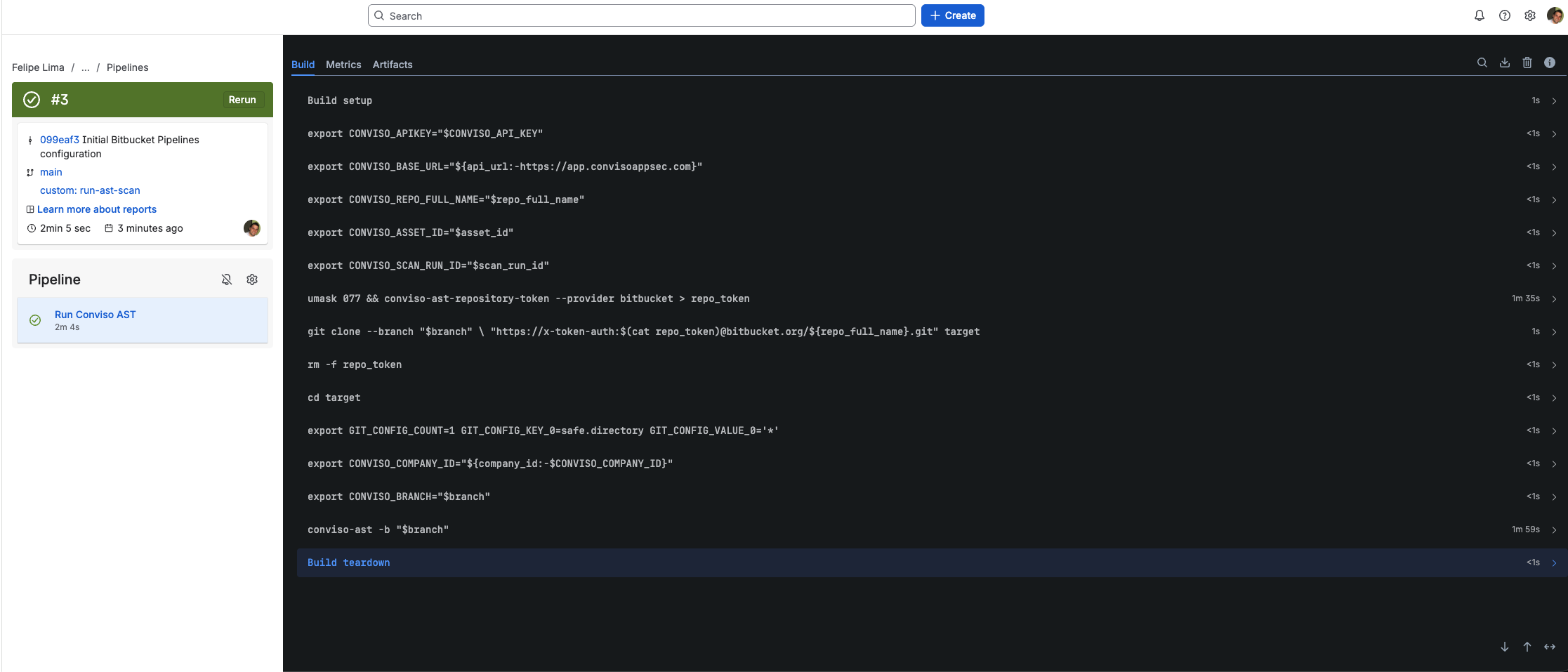 Validation: Bitbucket Pipelines run for run-ast-scan