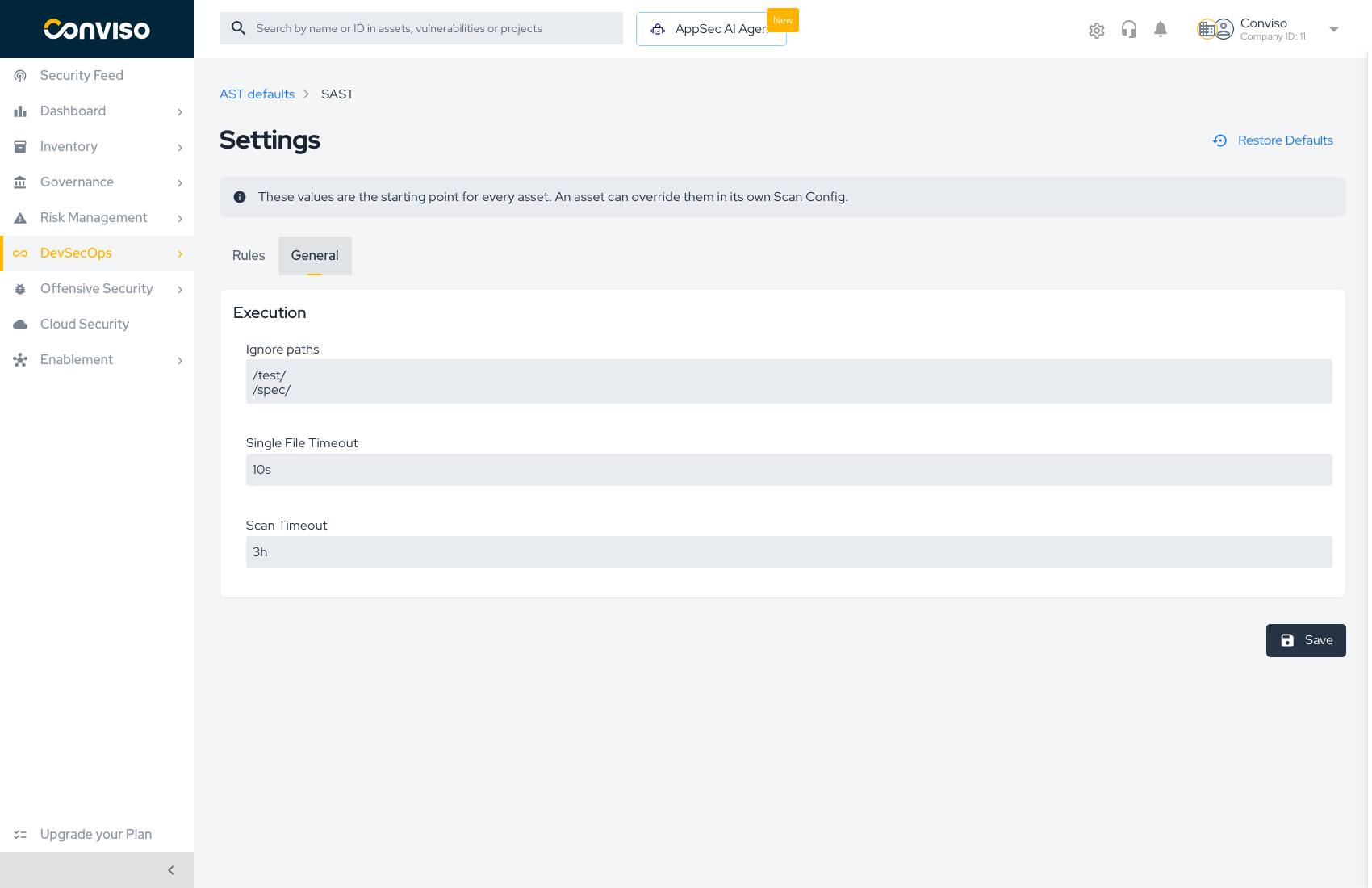 Module settings — General tab