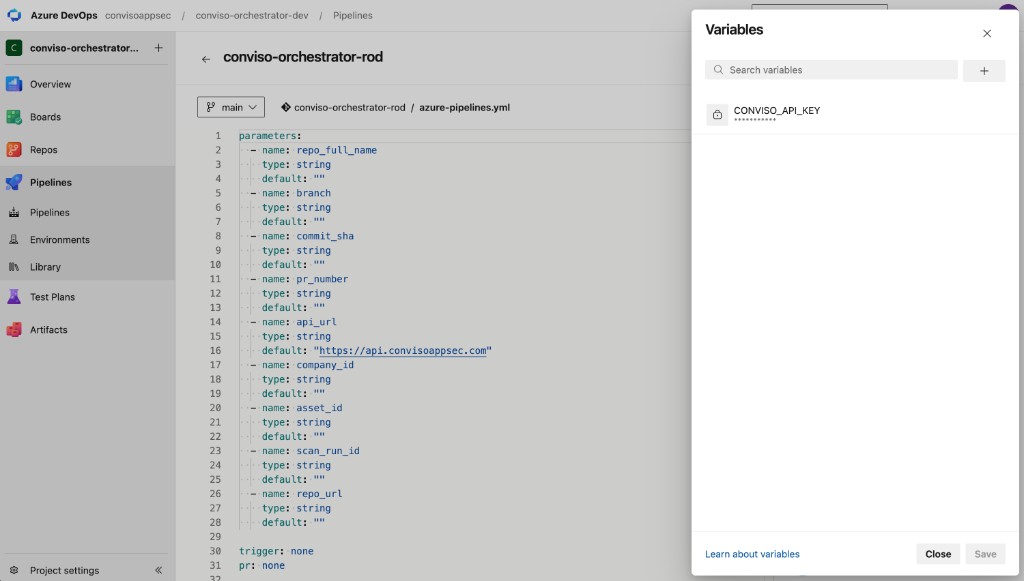 Step 4: Pipeline variable CONVISO_API_KEY