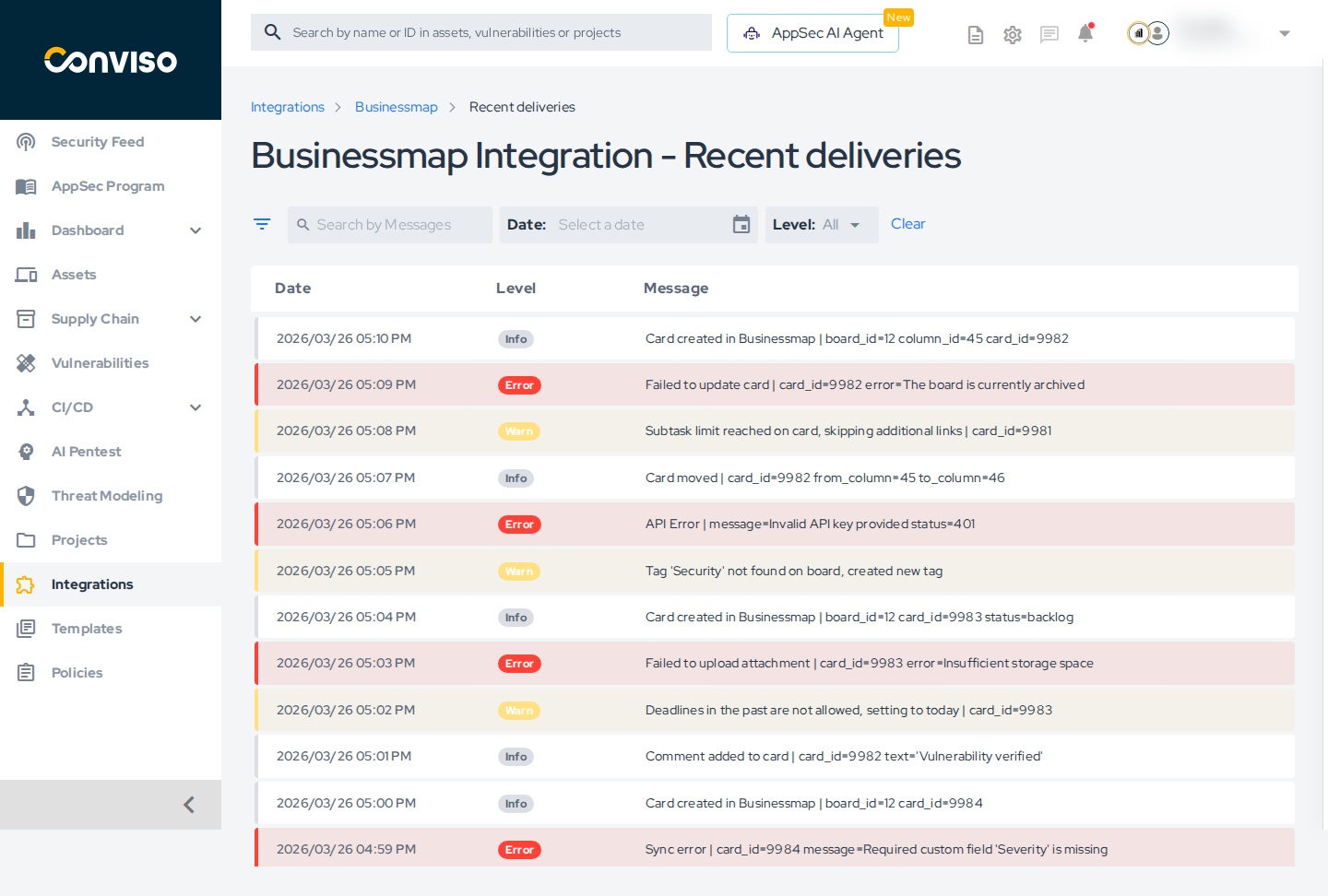 Step 2: View the Recent Deliveries log table. img