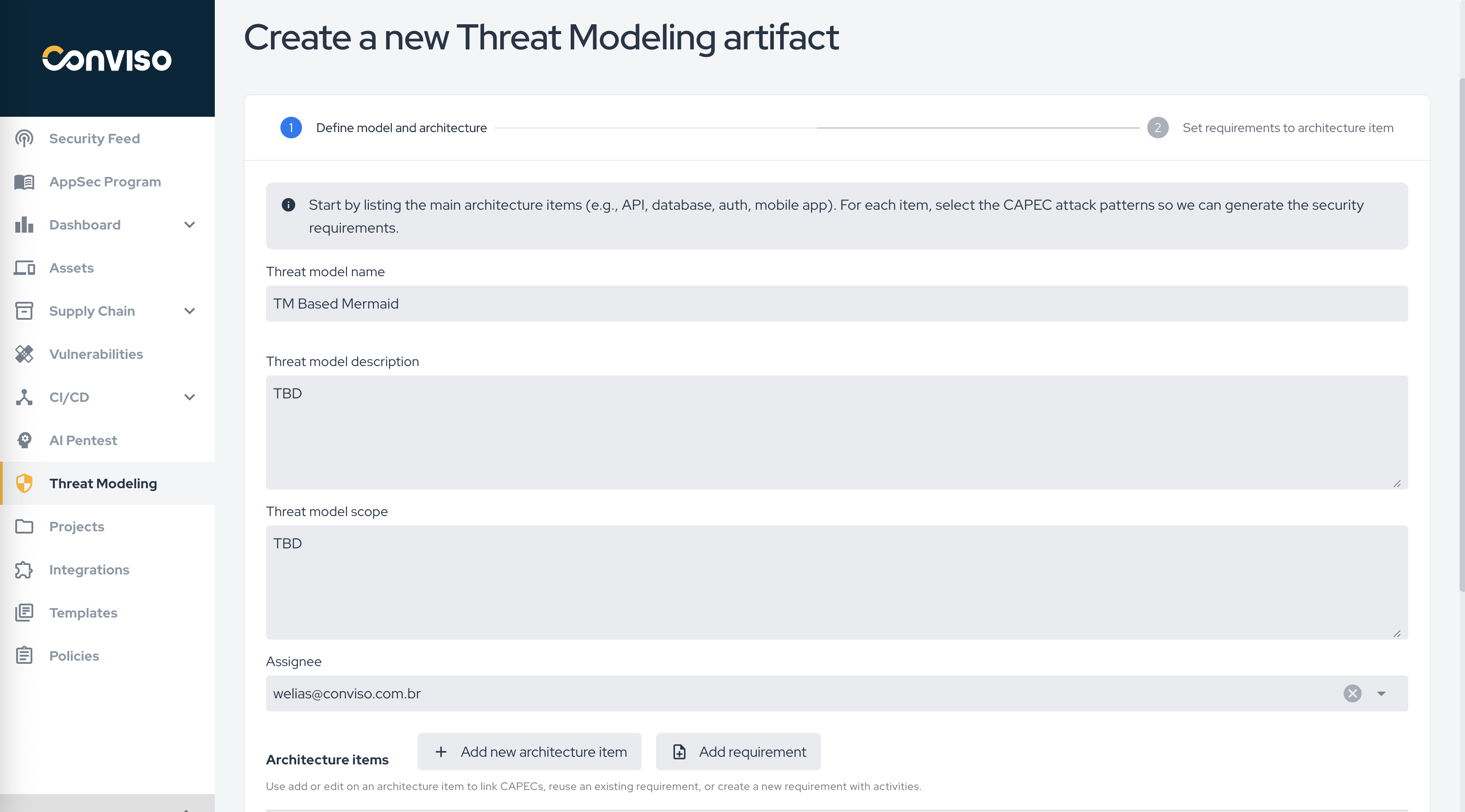 Create a new Threat Modeling artifact