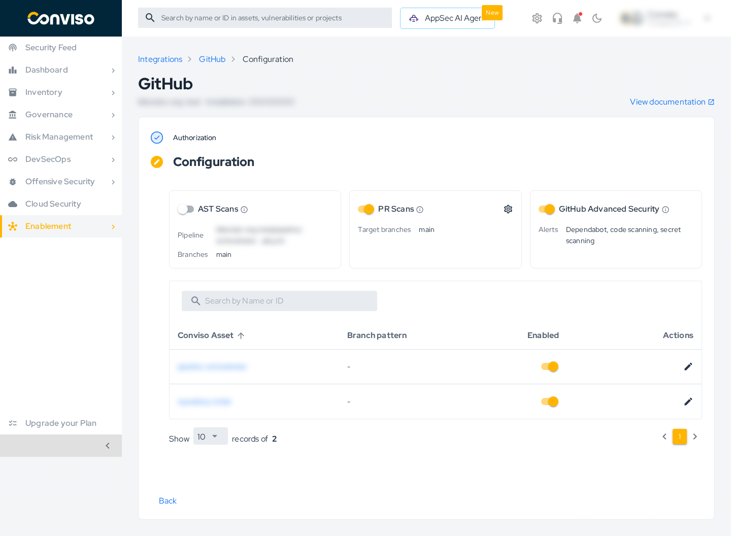 GitHub connection configuration
