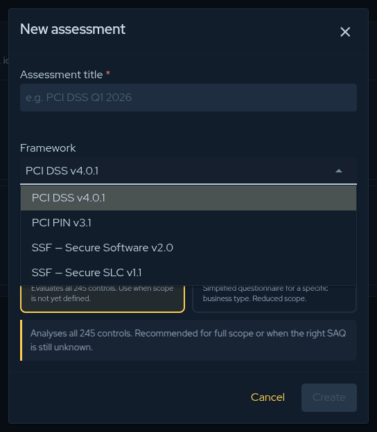 Framework selector