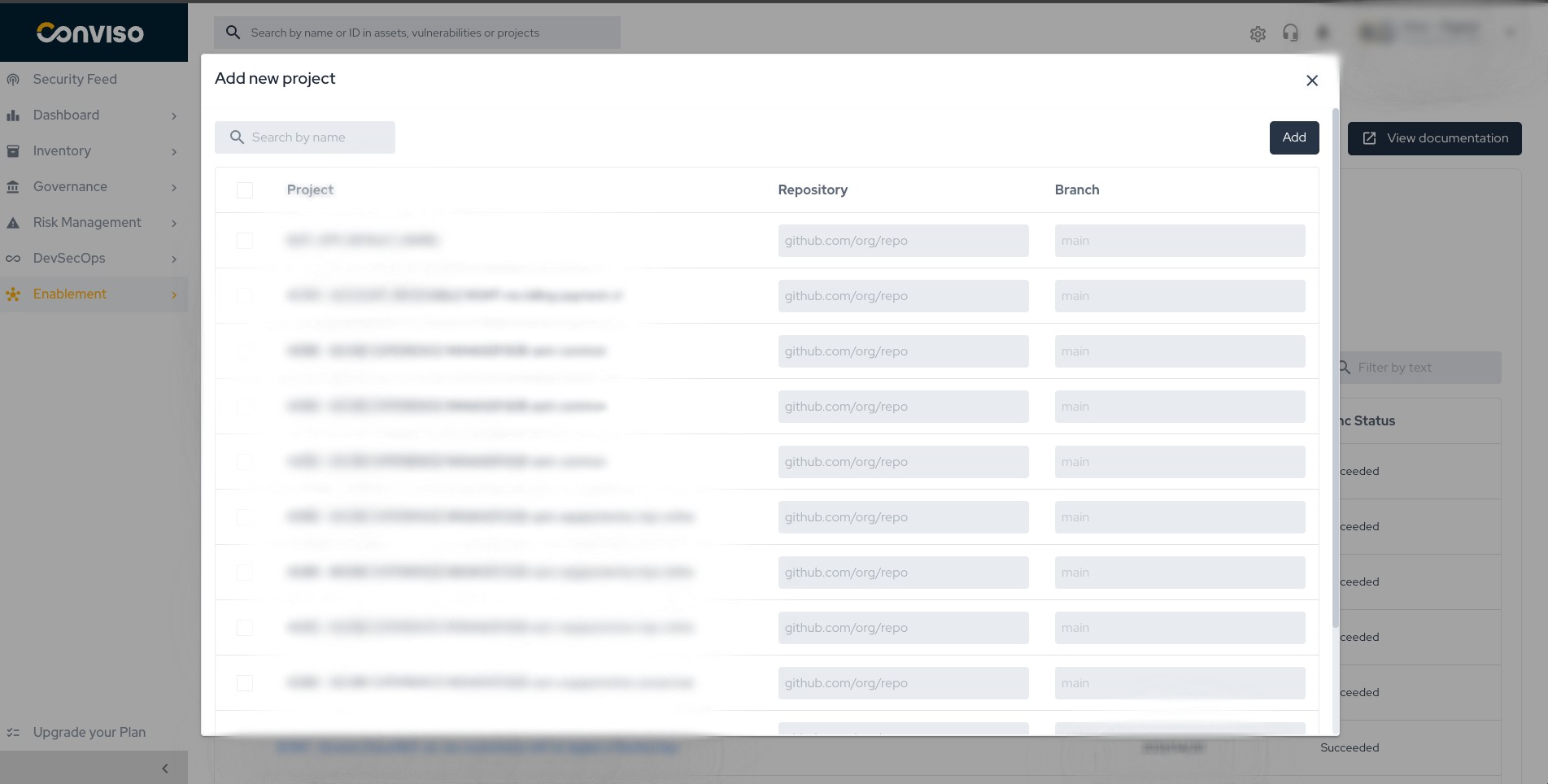 Repository column in the scanner integration import