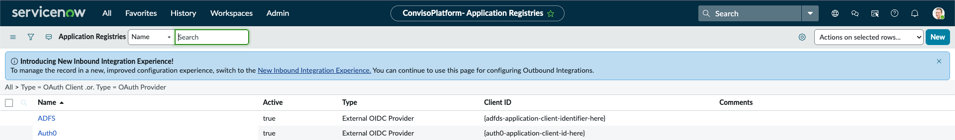 ServiceNow Application Registries img