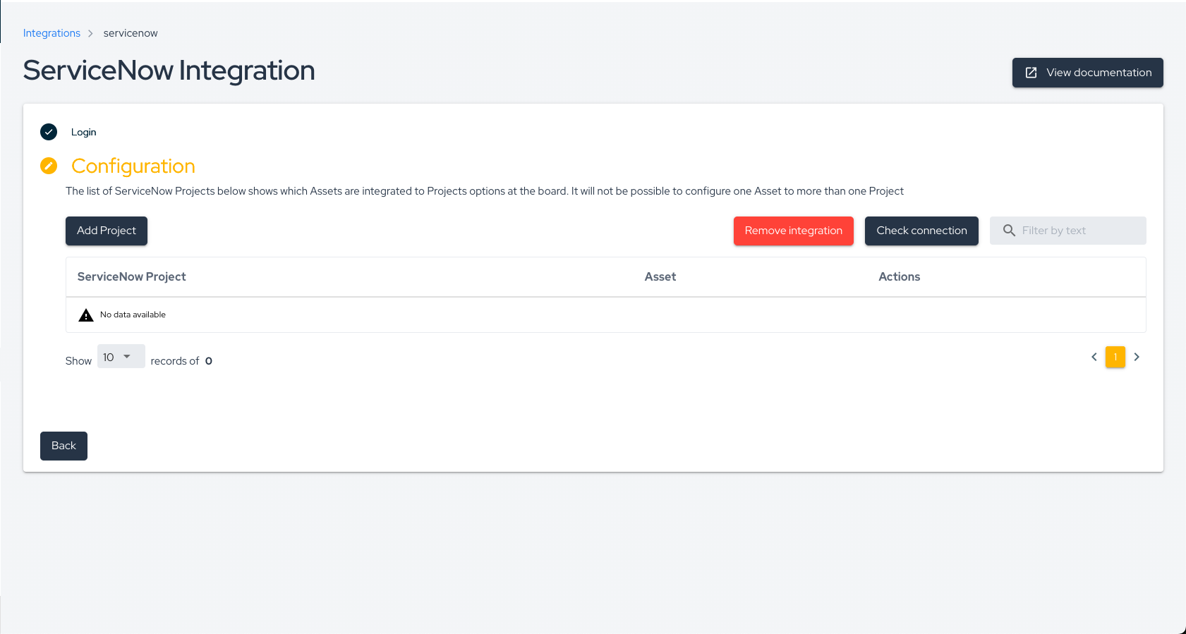 ServiceNow configuration page img