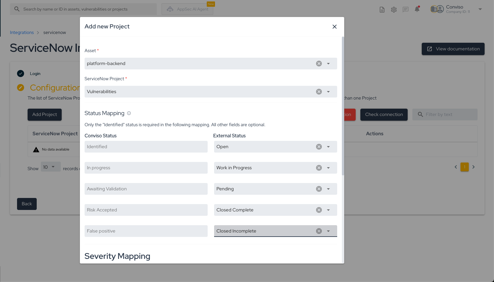 ServiceNow configuration form img