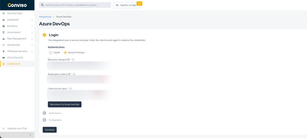 Conviso Login with Service Principal