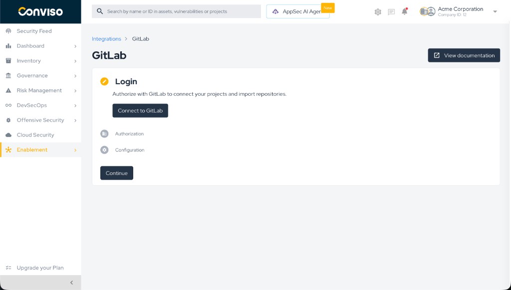 Step 2: Login step - Connect to GitLab