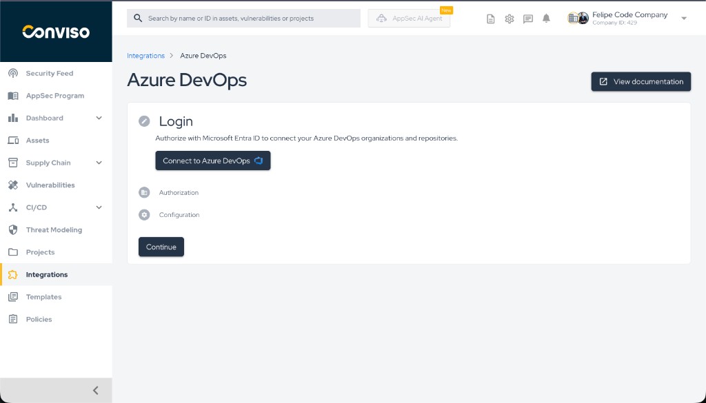 Step 2: Login step - Connect to Azure DevOps