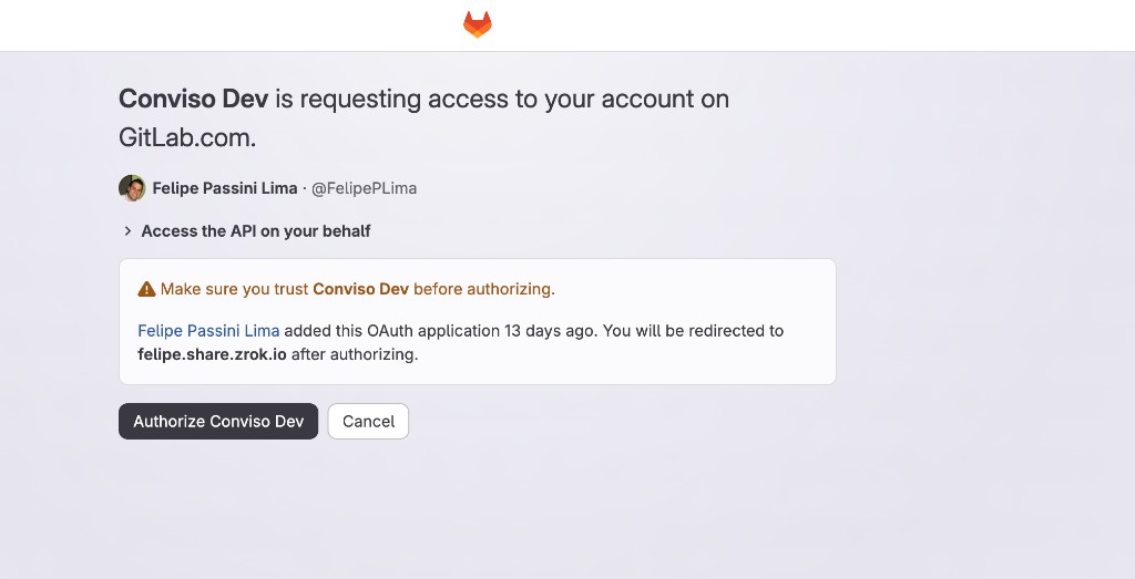 Step 2b: GitLab OAuth consent