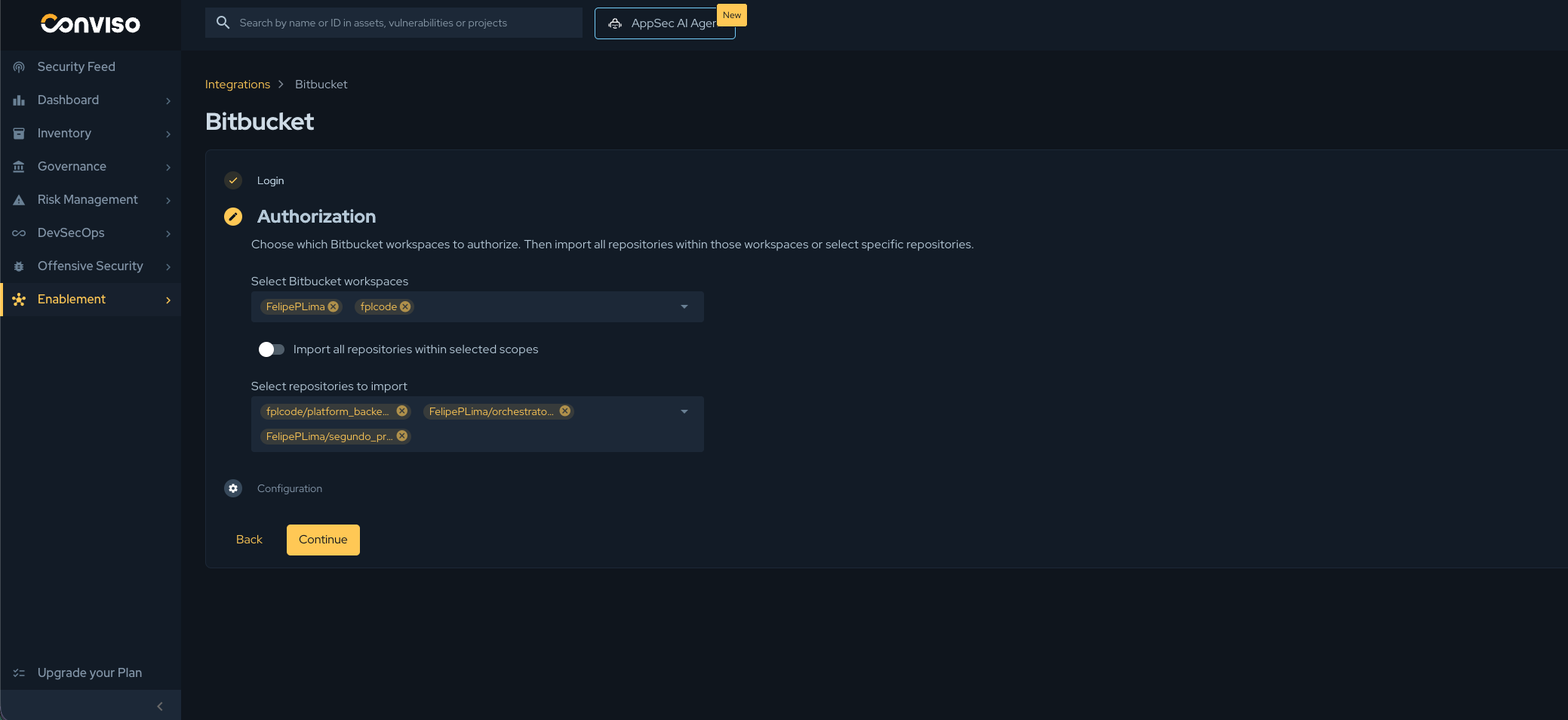Step 3b: Select repositories to import