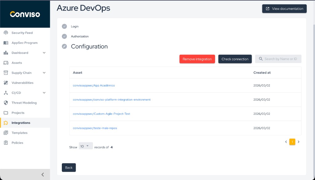 Step 5: Configuration - Integrated assets table